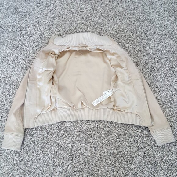 Genuine Leather Bomber Moto Jacket by Stradivarius Size XS 0 2 - Picture 9 of 11